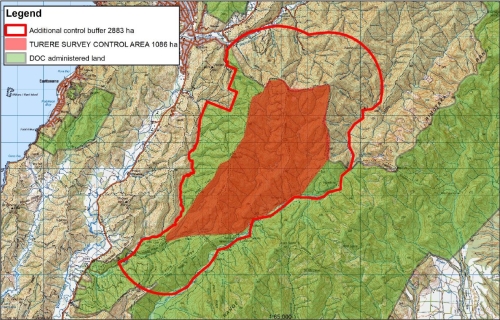 Map of suggested buffer zones and recommended extended ungulate control - Remutaka Forest Park